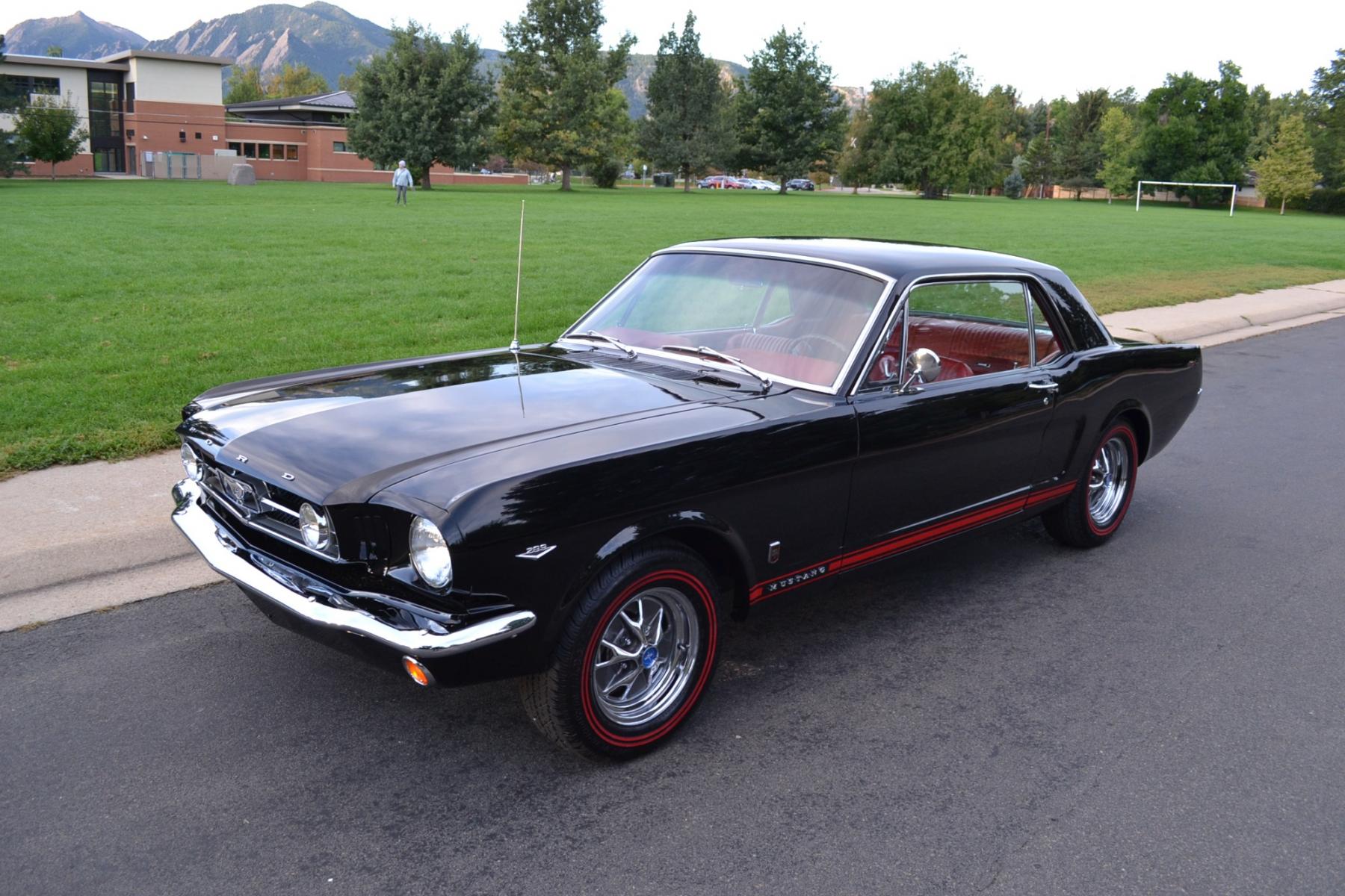 1965 Black /Red Ford Mustang GT (5T07A144229) , located at 2510 47th St. Suite 200, Boulder, CO, 80301, (303) 641-0333, 40.026196, -105.243217 - COMING SOON 44 year owned Original 1965 Mustang GT. Fresh Nut and Bolt Piano Finish Restoration. Finished Sept. 6, 2023. 12 Miles since finished. First Time Shown. Built by Retired Ford Dealer and Non Stop Mustang Owner/Collector and Restorer since 1964 Max Hanson, Hanson Ford, Clay Center Kansa - Photo #1