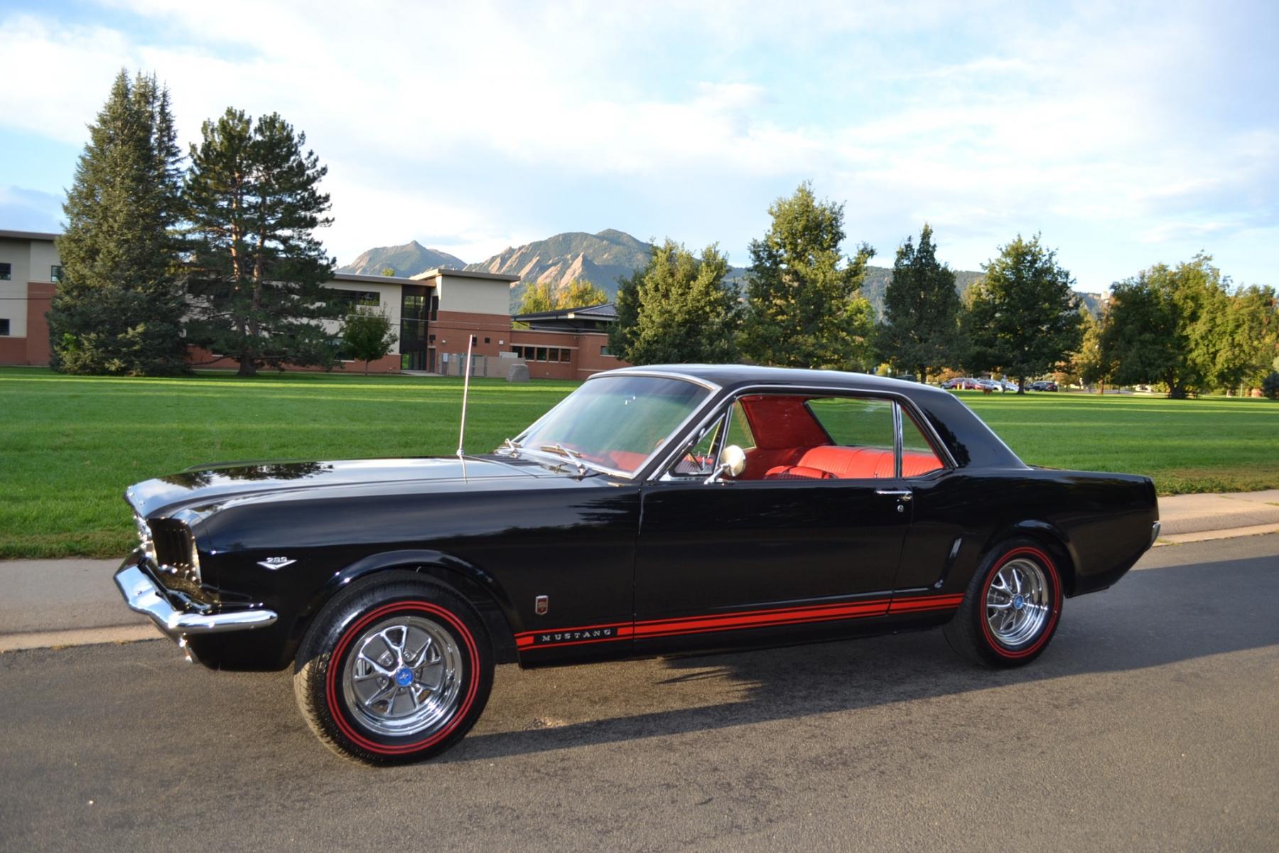 1965 Black /Red Ford Mustang GT (5T07A144229) , located at 2510 47th St. Suite 200, Boulder, CO, 80301, (303) 641-0333, 40.026196, -105.243217 - COMING SOON 44 year owned Original 1965 Mustang GT. Fresh Nut and Bolt Piano Finish Restoration. Finished Sept. 6, 2023. 12 Miles since finished. First Time Shown. Built by Retired Ford Dealer and Non Stop Mustang Owner/Collector and Restorer since 1964 Max Hanson, Hanson Ford, Clay Center Kansa - Photo #0