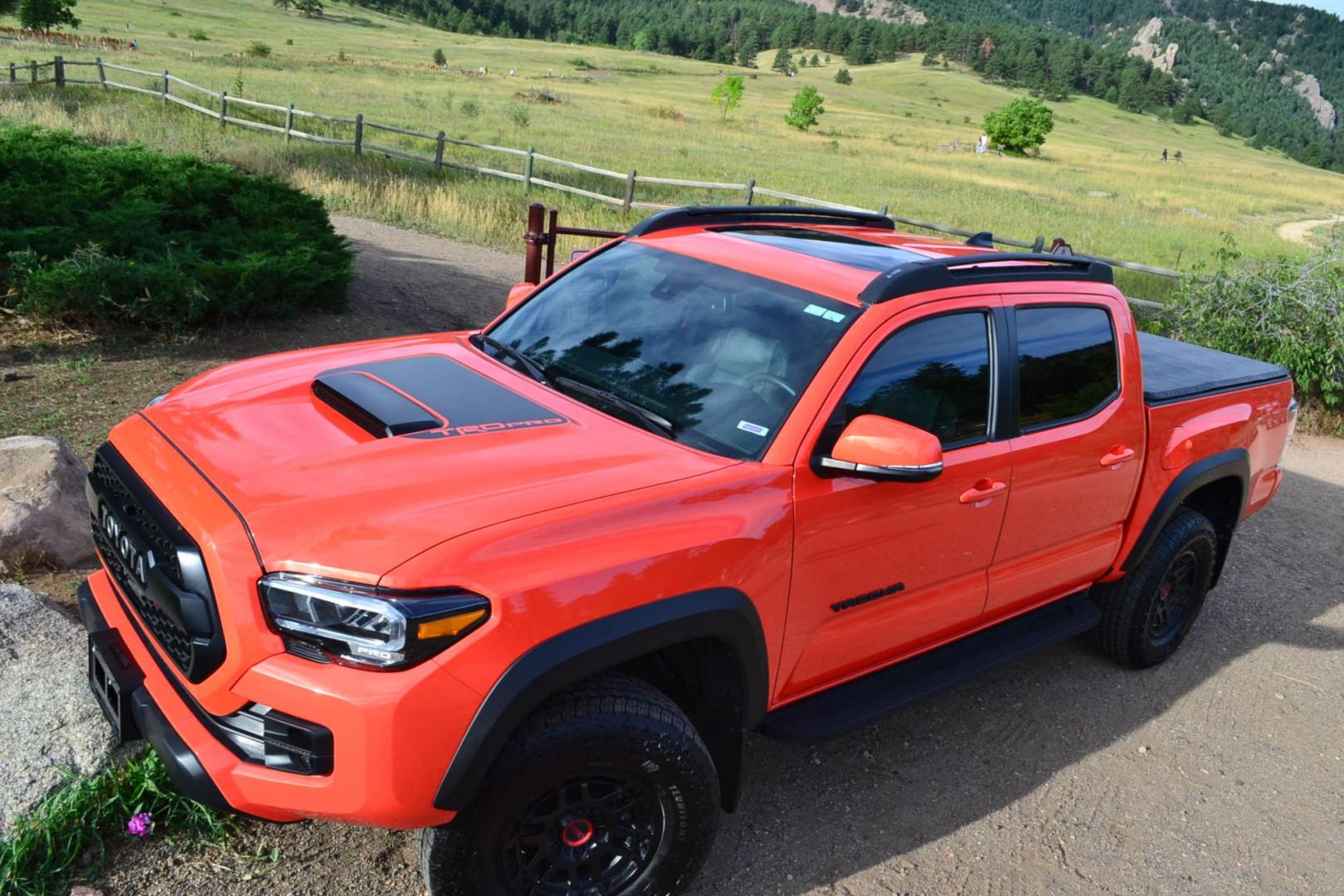 2023 Orange /Black Toyota Tacoma TRD Pro Short Bed (3TYCZ5AN1PT) with an 3.5L V6 DOHC 24V engine, 6A transmission, located at 2510 47th St. Suite 200, Boulder, CO, 80301, (303) 641-0333, 40.026196, -105.243217 - This Beautiful Super Low Mile, 6,082, Boulder Estate Tacoma, is a New Purchase by Boulder Motors in Boulder Colorado. It is Finished In Toyota's Stunning Special Order Solar Octane Metallic, W/ Heated Black TRD Leather Interior. It has a Flawless CarFax and Auto Check showing no Odometer, Accidents - Photo#1