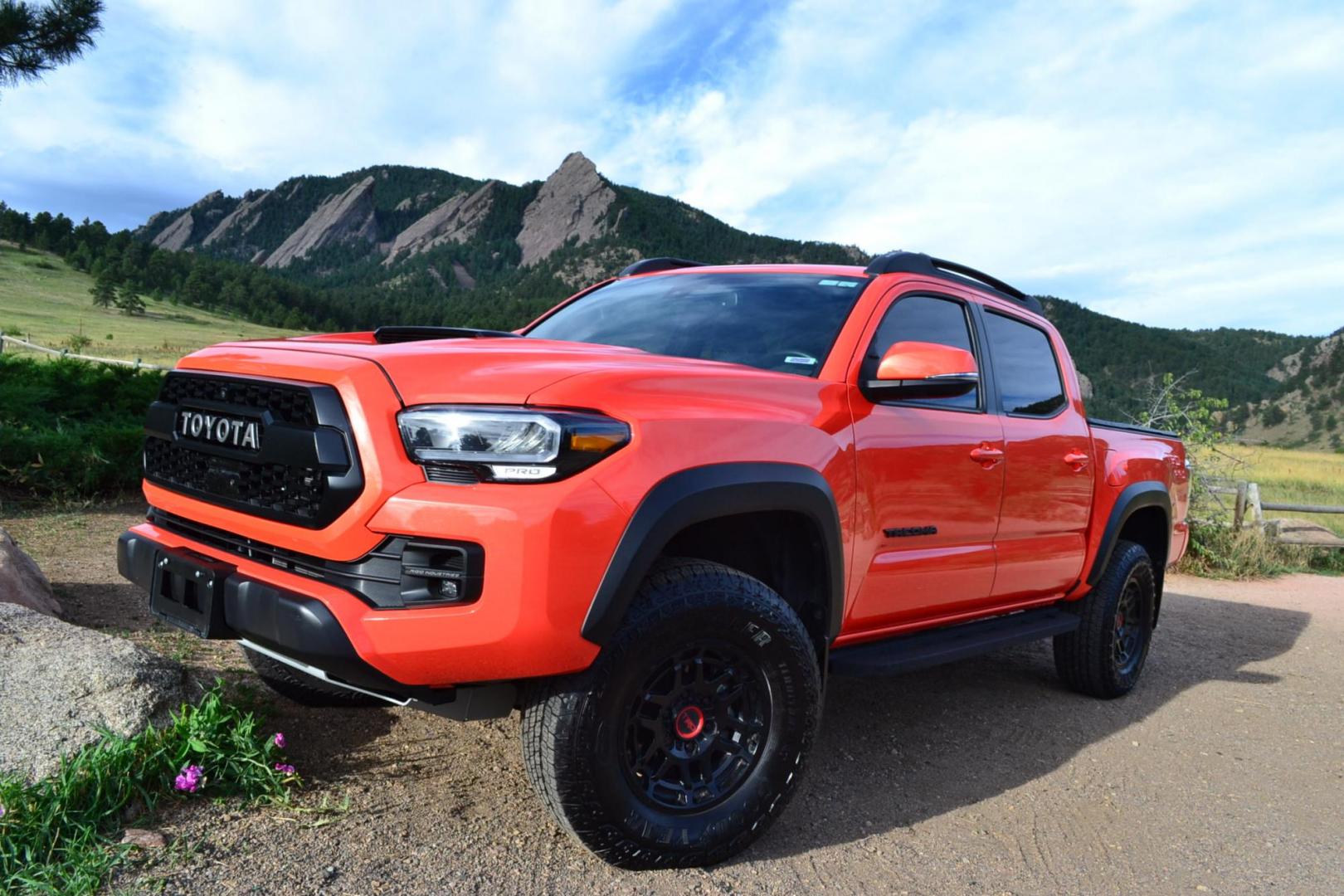 2023 Orange /Black Toyota Tacoma TRD Pro Short Bed (3TYCZ5AN1PT) with an 3.5L V6 DOHC 24V engine, 6A transmission, located at 2510 47th St. Suite 200, Boulder, CO, 80301, (303) 641-0333, 40.026196, -105.243217 - This Beautiful Super Low Mile, 6,082, Boulder Estate Tacoma, is a New Purchase by Boulder Motors in Boulder Colorado. It is Finished In Toyota's Stunning Special Order Solar Octane Metallic, W/ Heated Black TRD Leather Interior. It has a Flawless CarFax and Auto Check showing no Odometer, Accidents - Photo#2