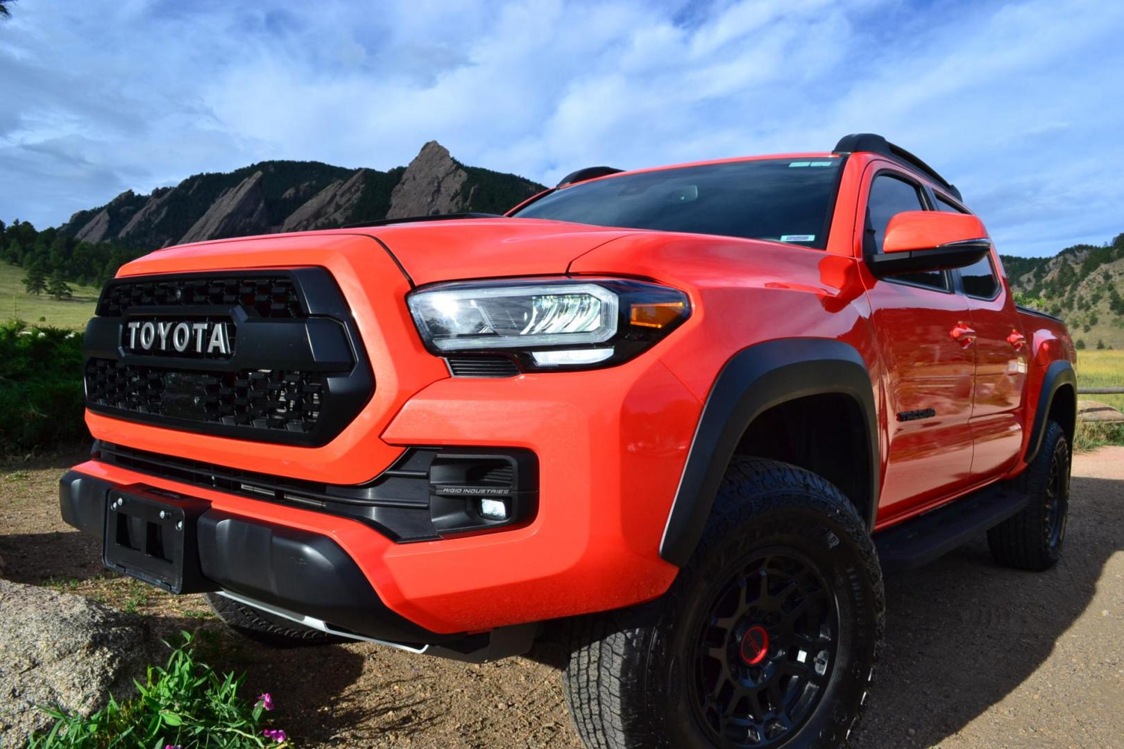 2023 Orange /Black Toyota Tacoma TRD Pro Short Bed (3TYCZ5AN1PT) with an 3.5L V6 DOHC 24V engine, 6A transmission, located at 2510 47th St. Suite 200, Boulder, CO, 80301, (303) 641-0333, 40.026196, -105.243217 - This Beautiful Super Low Mile, 6,082, Boulder Estate Tacoma, is a New Purchase by Boulder Motors in Boulder Colorado. It is Finished In Toyota's Stunning Special Order Solar Octane Metallic, W/ Heated Black TRD Leather Interior. It has a Flawless CarFax and Auto Check showing no Odometer, Accidents - Photo#3