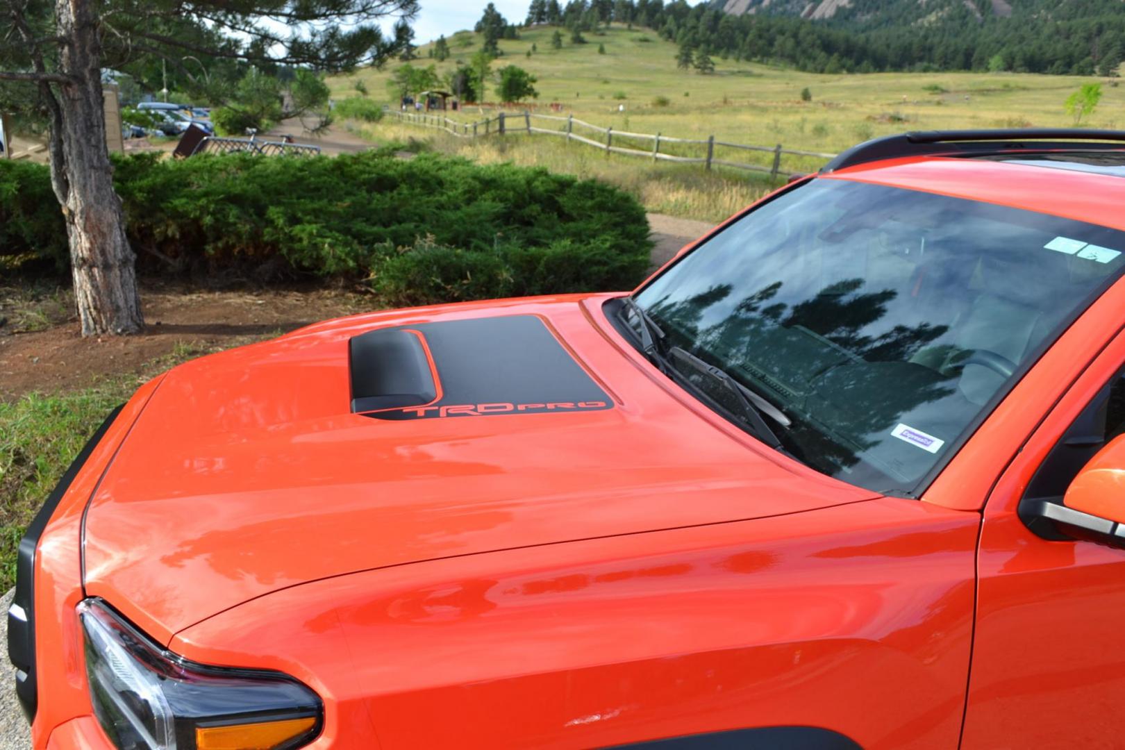 2023 Orange /Black Toyota Tacoma TRD Pro Short Bed (3TYCZ5AN1PT) with an 3.5L V6 DOHC 24V engine, 6A transmission, located at 2510 47th St. Suite 200, Boulder, CO, 80301, (303) 641-0333, 40.026196, -105.243217 - This Beautiful Super Low Mile, 6,082, Boulder Estate Tacoma, is a New Purchase by Boulder Motors in Boulder Colorado. It is Finished In Toyota's Stunning Special Order Solar Octane Metallic, W/ Heated Black TRD Leather Interior. It has a Flawless CarFax and Auto Check showing no Odometer, Accidents - Photo#4