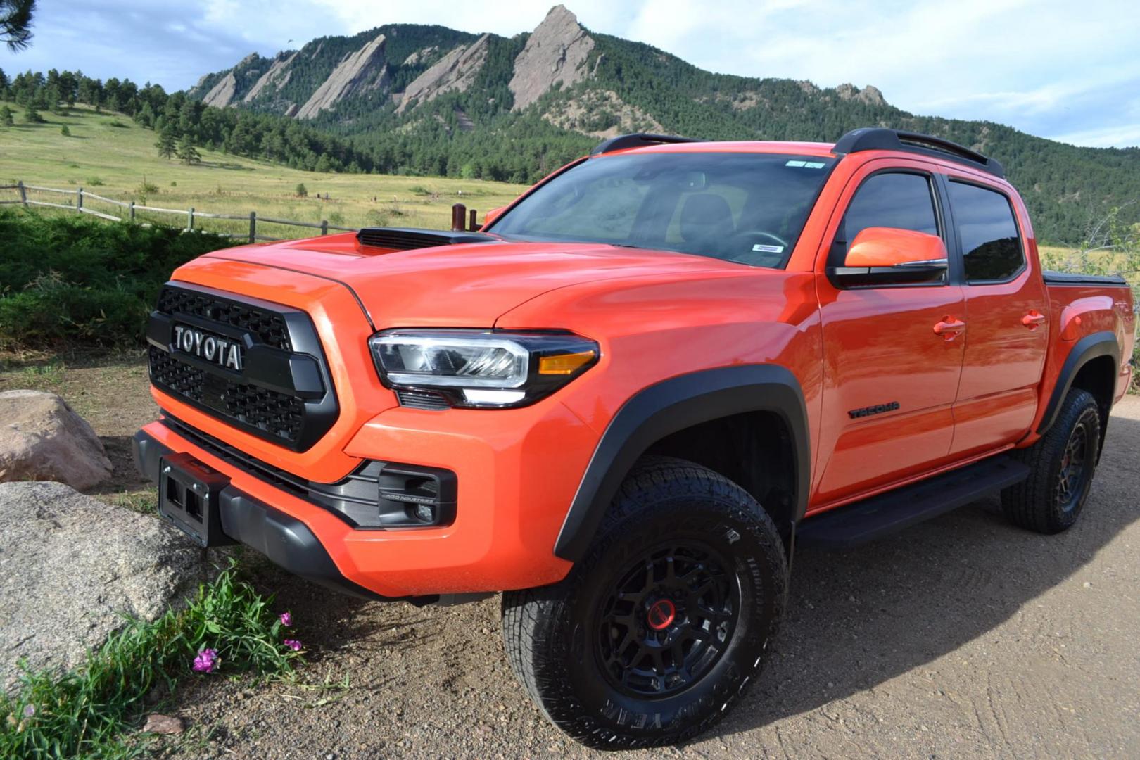 2023 Orange /Black Toyota Tacoma TRD Pro Short Bed (3TYCZ5AN1PT) with an 3.5L V6 DOHC 24V engine, 6A transmission, located at 2510 47th St. Suite 200, Boulder, CO, 80301, (303) 641-0333, 40.026196, -105.243217 - This Beautiful Super Low Mile, 6,082, Boulder Estate Tacoma, is a New Purchase by Boulder Motors in Boulder Colorado. It is Finished In Toyota's Stunning Special Order Solar Octane Metallic, W/ Heated Black TRD Leather Interior. It has a Flawless CarFax and Auto Check showing no Odometer, Accidents - Photo#5