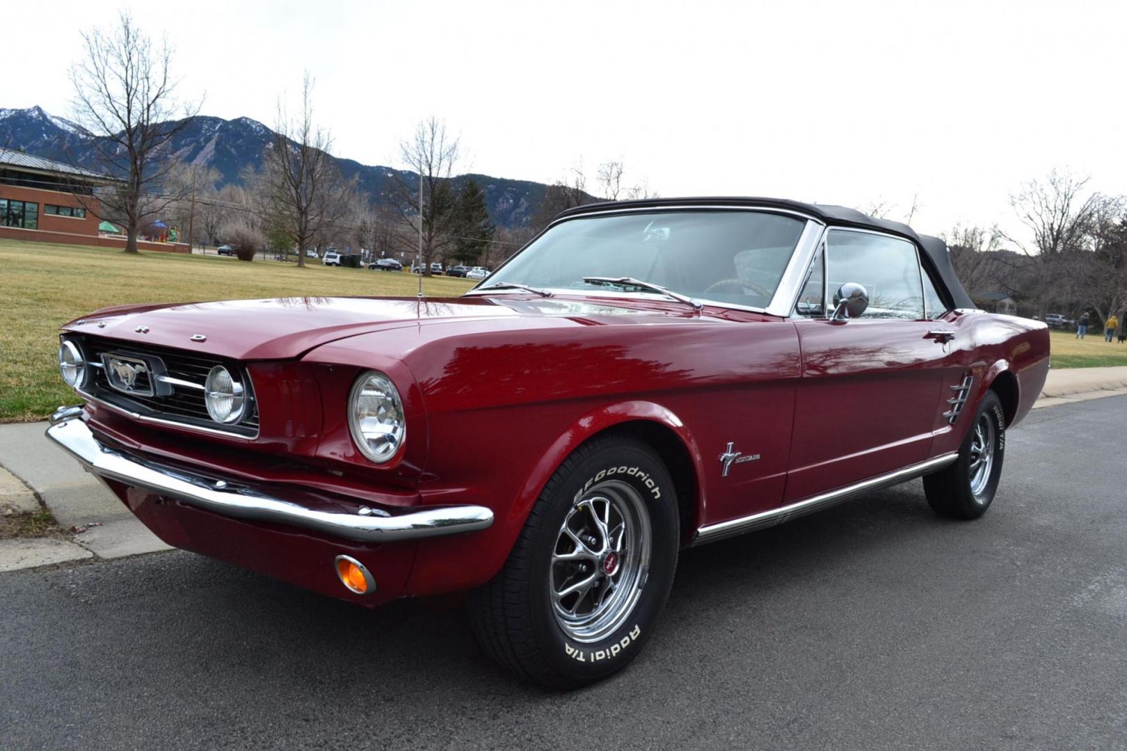 1966 Red /Black Ford Mustang Standard (6T08T165419) with an 302 V8 engine, Manual transmission, located at 2510 47th St. Suite 200, Boulder, CO, 80301, (303) 641-0333, 40.026196, -105.243217 - This 1966 Mustang is a Refreshed Convertible Powered by a 302 V8 paired with a 4 speed Manual Transmission. It is Equipped with an Edelbrock Carburetor, Intake Manifold, Ford Racing Valve Covers, GT Light Bar, Dual Exhaust, Chrome Mustang Styled Steel Wheels with BF Goodrich Solid White Letter Radia - Photo#2