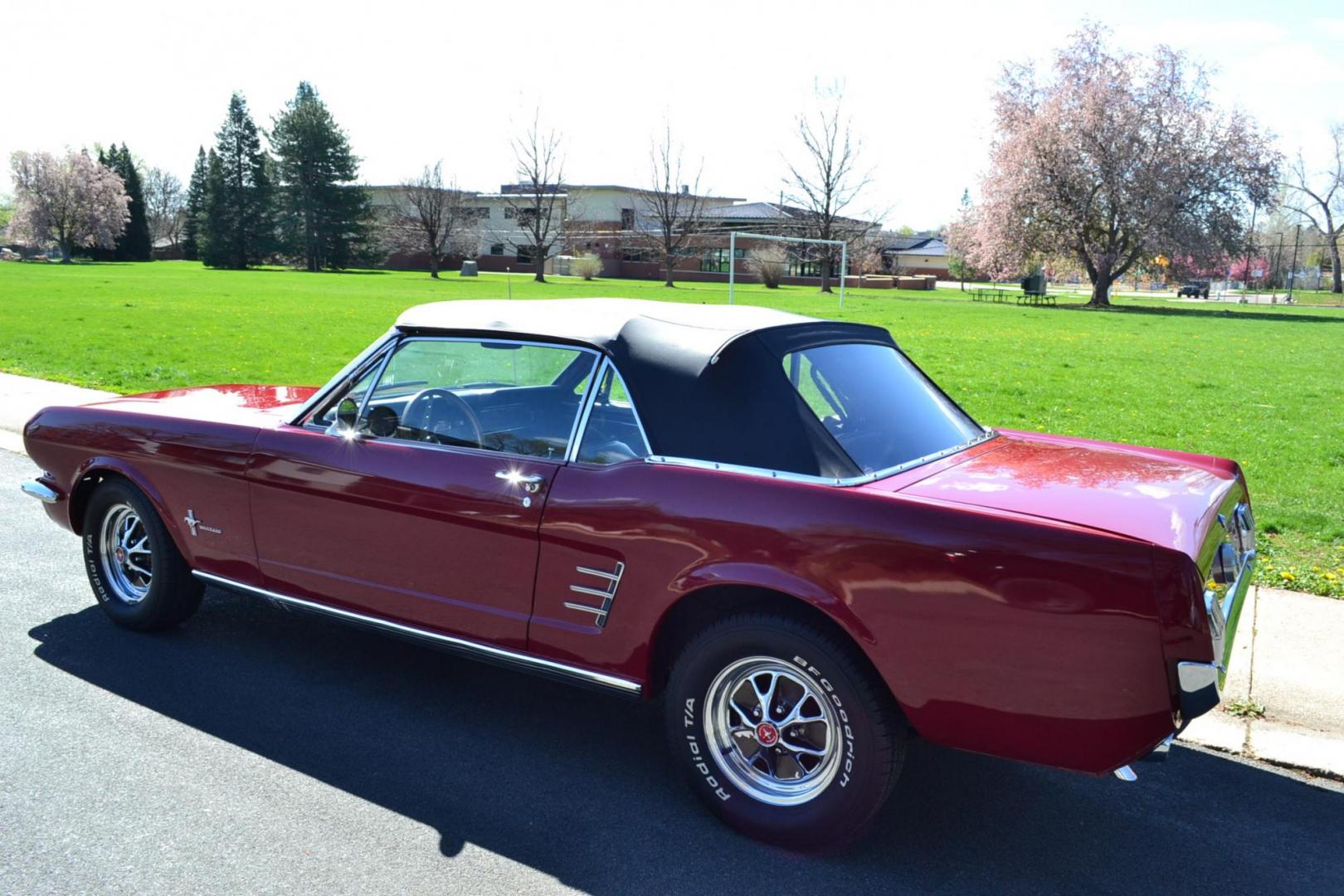 1966 Red /Black Ford Mustang Standard (6T08T165419) with an 302 V8 engine, Manual transmission, located at 2510 47th St. Suite 200, Boulder, CO, 80301, (303) 641-0333, 40.026196, -105.243217 - This 1966 Mustang is a Refreshed Convertible Powered by a 302 V8 paired with a 4 speed Manual Transmission. It is Equipped with an Edelbrock Carburetor, Intake Manifold, Ford Racing Valve Covers, GT Light Bar, Dual Exhaust, Chrome Mustang Styled Steel Wheels with BF Goodrich Solid White Letter Radia - Photo#6