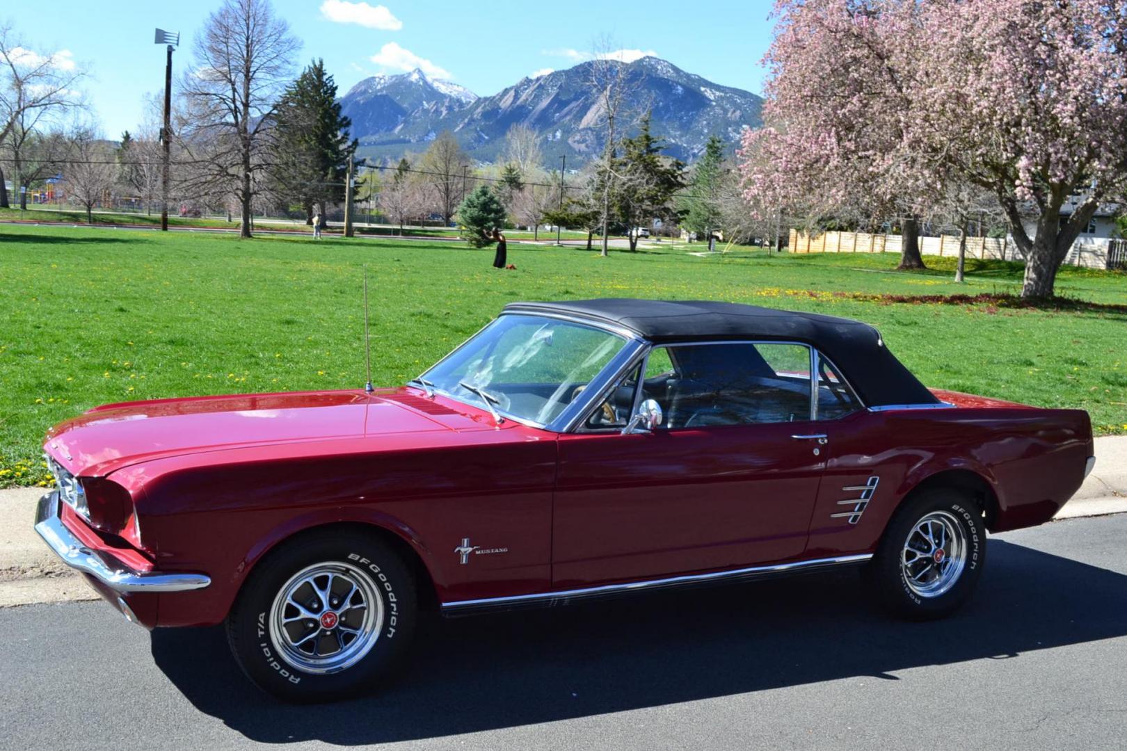 1966 Red /Black Ford Mustang Standard (6T08T165419) with an 302 V8 engine, Manual transmission, located at 2510 47th St. Suite 200, Boulder, CO, 80301, (303) 641-0333, 40.026196, -105.243217 - This 1966 Mustang is a Refreshed Convertible Powered by a 302 V8 paired with a 4 speed Manual Transmission. It is Equipped with an Edelbrock Carburetor, Intake Manifold, Ford Racing Valve Covers, GT Light Bar, Dual Exhaust, Chrome Mustang Styled Steel Wheels with BF Goodrich Solid White Letter Radia - Photo#9