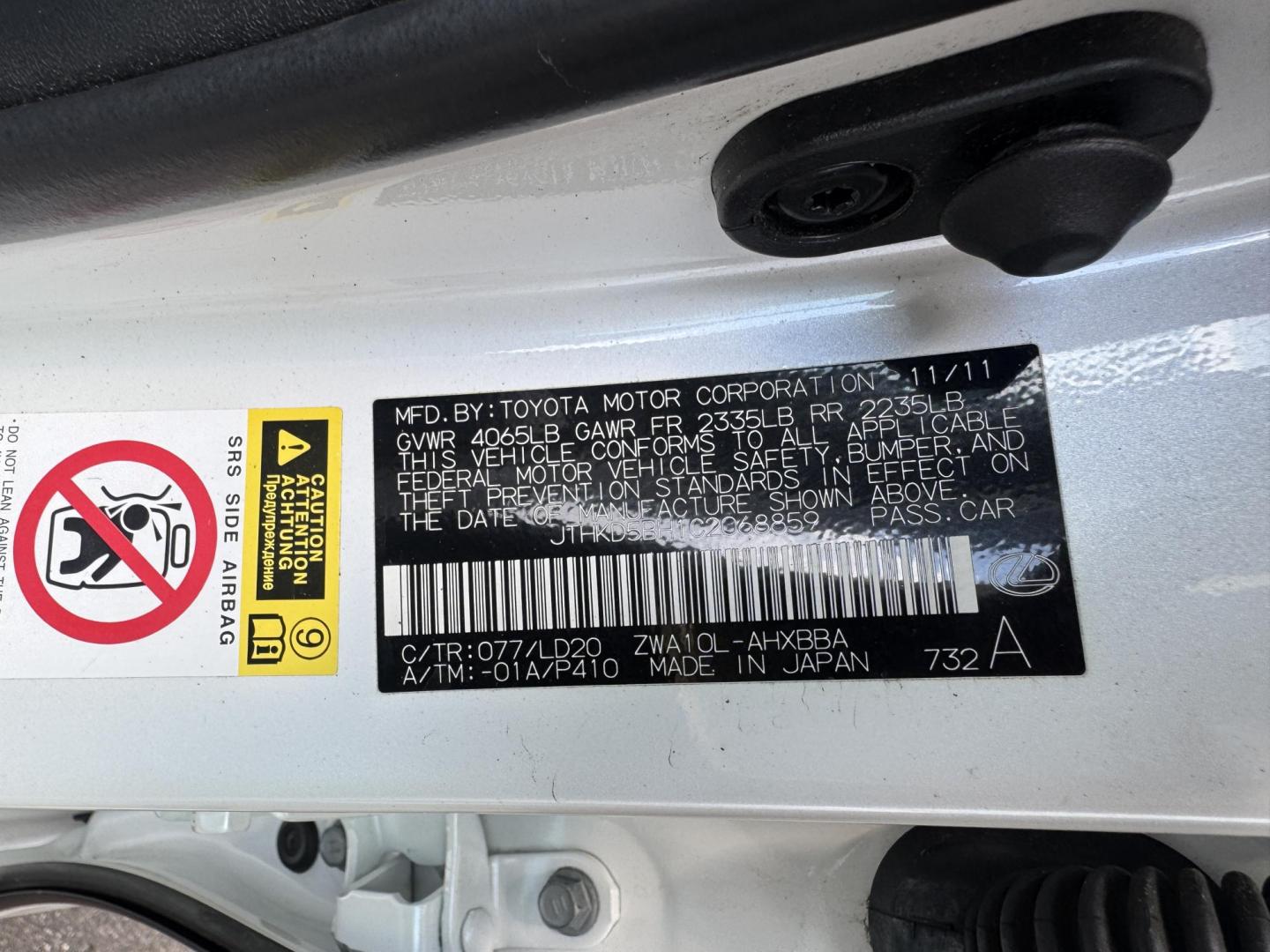 2012 White /Black Lexus CT 200h Base (JTHKD5BH1C2) with an 1.8L L4 HYBRID engine, Continuously Variable Transmission transmission, located at 2510 47th St. Suite 200, Boulder, CO, 80301, (303) 641-0333, 40.026196, -105.243217 - This Non smoker, Southern and Colorado owned 2012 Lexus CT 200H Premium was acquired by Boulder Motors in 2023 and used as a Company Car ever since. It is finished in Starfire Pearl with Black Interior. The Car Fax and Auto check is clean and Clear showing one minor accident. The Colorado title is C - Photo#39