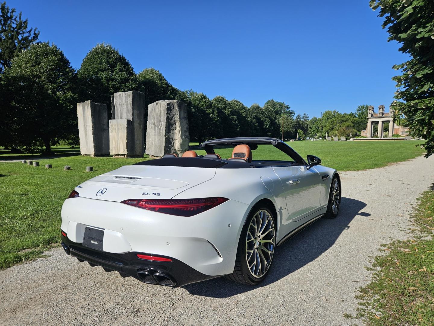 2023 White /Tan Mercedes-Benz SL-Class SL55 (W1KVK8AB5PF) with an 4.0L V8 engine, 9A transmission, located at 2510 47th St. Suite 200, Boulder, CO, 80301, (303) 641-0333, 40.026196, -105.243217 - This Beautiful One Owner, Super Low Mile, (8,215 mi.) SL-Class SL55 is a Recent acquisition by Boulder Motors in Boulder Colorado. It is finished in Mercedes MANUFAKTUR Moonlight White Metallic (885) with Sienna Brown / Black Nappa Leather Interior. It has a One Owner Clean CarFax and Autocheck sho- Photo#9